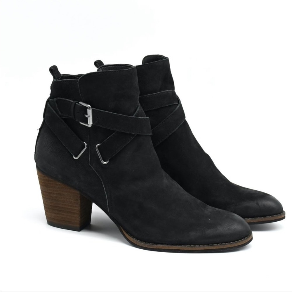 Sam Edelman NIB Morris Black Leather Moto Heeled Boots w/ Buckles Size US 10